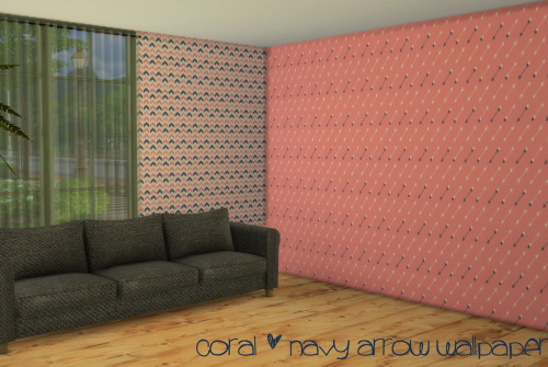 Sims 4 Coral & Navy Arrow Wallpaper at ChiLLis Sims