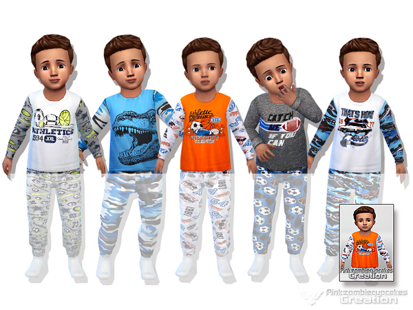 Sims 4 Sporty Pyjama Collection for Toddler by Pinkzombiecupcakes at TSR