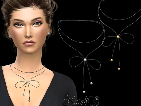 Sims 4 Simple cord necklace with beads by NataliS at TSR