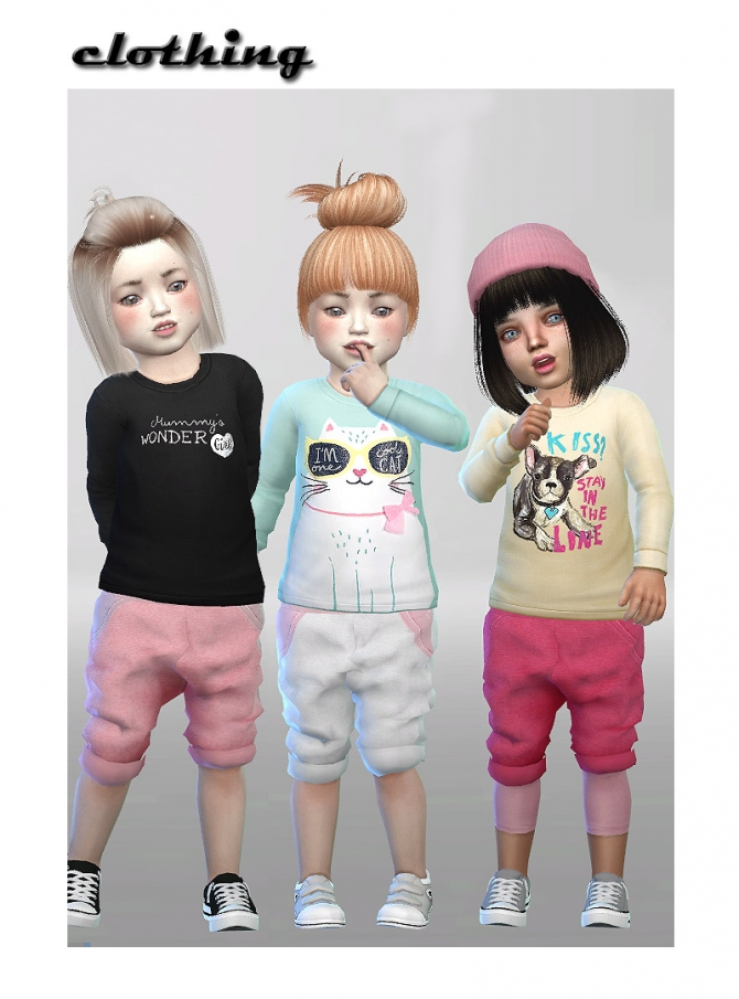 Baggy shorts + sweater shirt + leggings at ShojoAngel » Sims 4 Updates