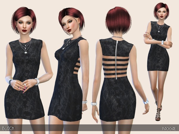 Sims 4 Black dress by Paogae at TSR