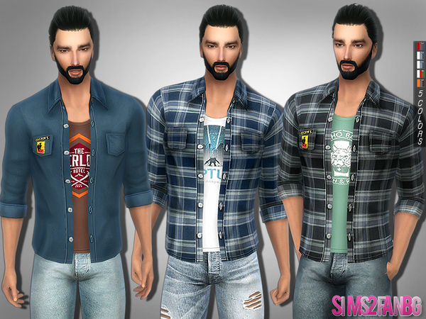 Sims 4 295 Plaid shirt by sims2fanbg at TSR
