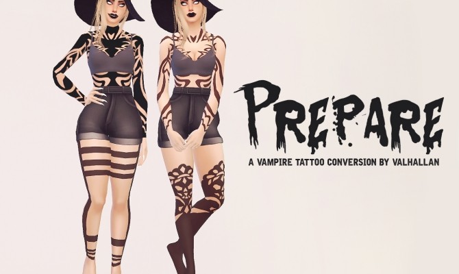 Sims 4 Prepare Vampire tattoo conversion at Valhallan