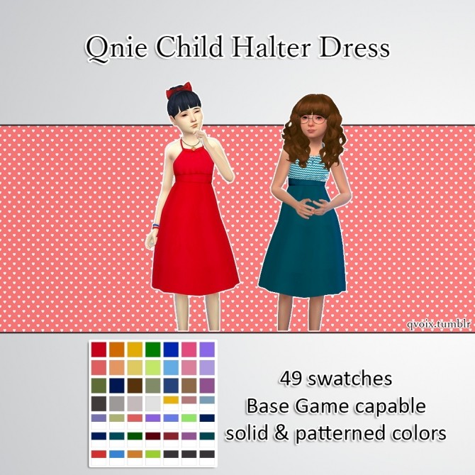 Sims 4 Qnie Child Halter Dress at qvoix – escaping reality