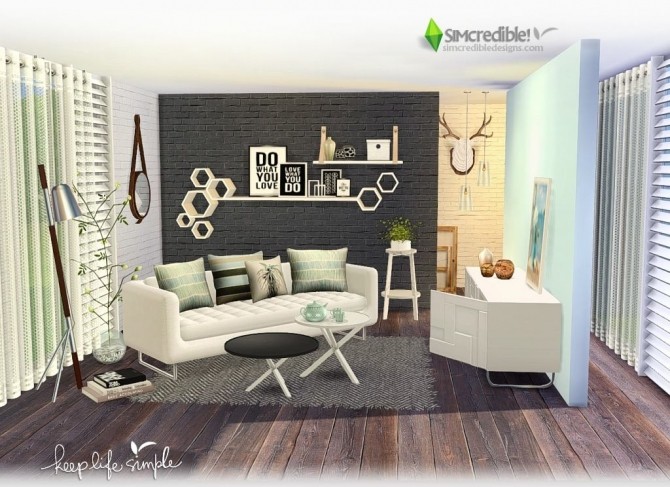 Sims 4 Keep Life Simple livingroom at SIMcredible! Designs 4