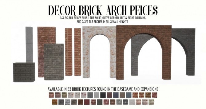 Sims 4 Lofte Living Brick Arch Decor Set at Simsational Designs
