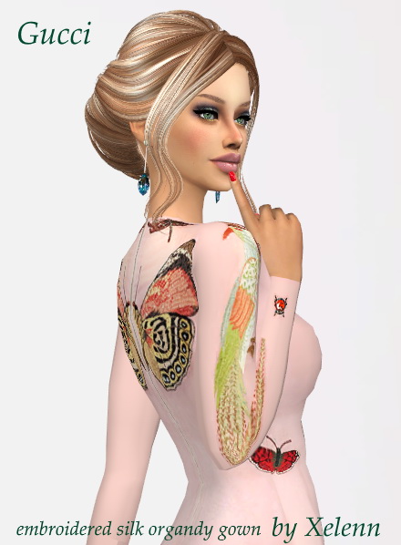 Sims 4 Embroidered silk organdy gown at Xelenn