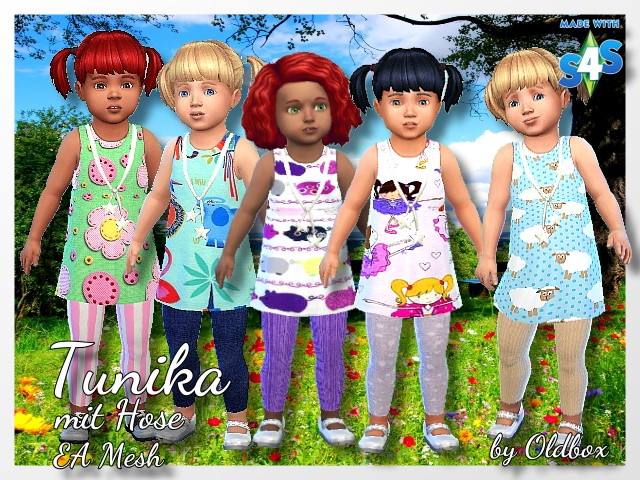 Sims 4 Tunic with pants for toddlers by Oldbox at All 4 Sims