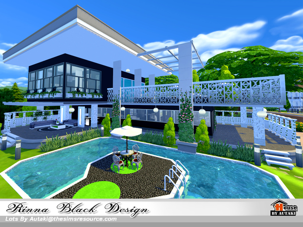 Sims 4 Rinna Black Design house by autaki at TSR