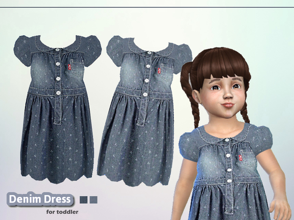 Sims 4 Denim dress for toddler by Puresim at TSR
