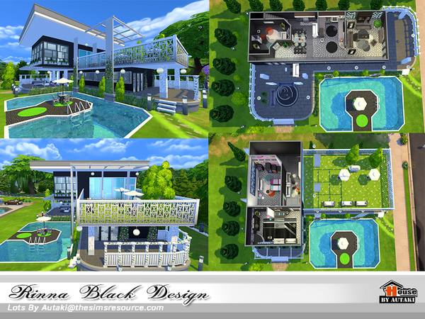 Sims 4 Rinna Black Design house by autaki at TSR