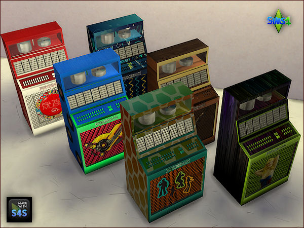 Sims 4 6 Recolors of a jukebox by Mabra at Arte Della Vita
