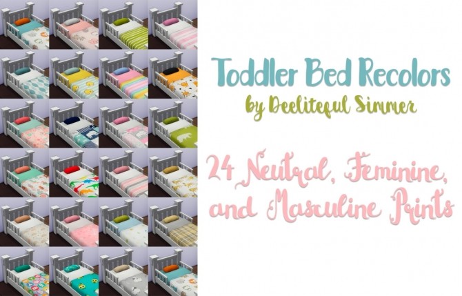 Sims 4 Toddler bed recolors at Deeliteful Simmer