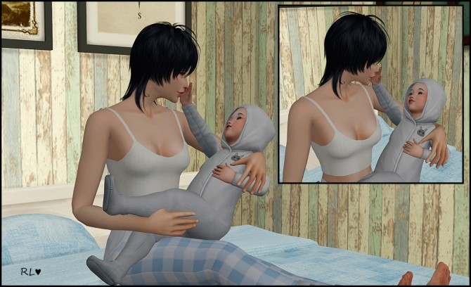 Sims 4 In bed with toddler poses at Rethdis love