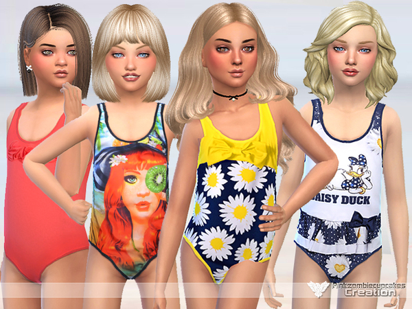 Sims 4 Miss Daisy Swimwear Collection by Pinkzombiecupcakes at TSR