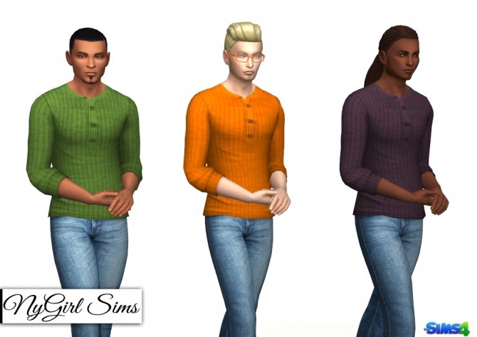 Sims 4 Rolled Sleeve Ribbed Henley at NyGirl Sims