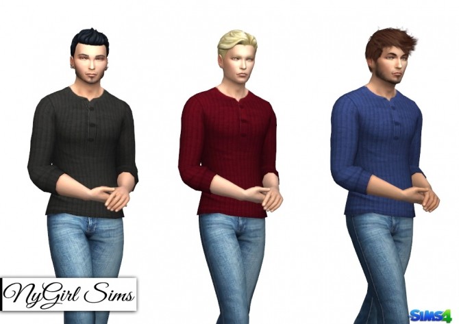 Rolled Sleeve Ribbed Henley at NyGirl Sims » Sims 4 Updates