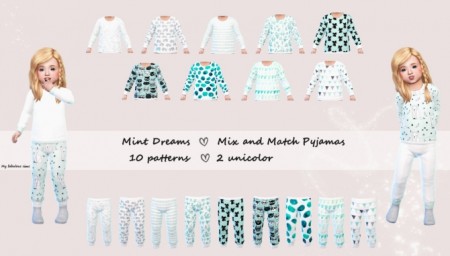 Mint Dreams Mix and Match Pyjama set at My Fabulous Sims