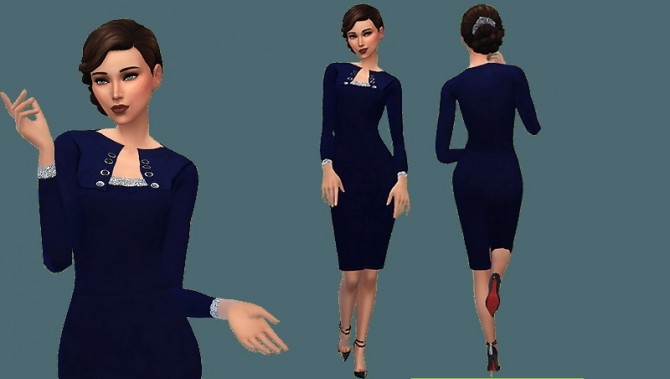 Sims 4 Blue dress by Dyokabb at Les Sims4