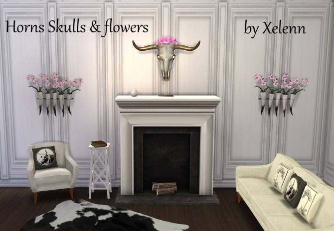 Sims 4 Horns Skulls & Flowers at Xelenn