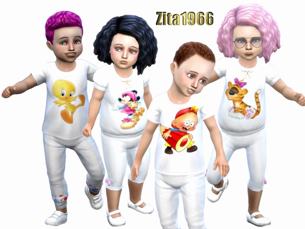 Sims 4 Fun tops and Pink hair 4 Tods by ZitaRossouw at TSR