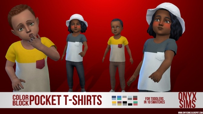 Sims 4 Color Block Pocket T Shirts for Toddlers at Onyx Sims