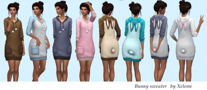 Sims 4 Bunny Sweater, Shorts and Cropped hoodie at Xelenn