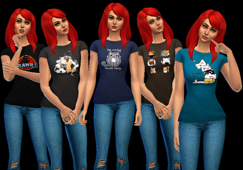 Sims 4 Kitties tees at AuriSims
