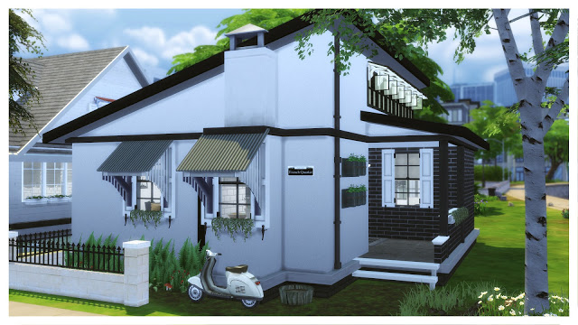 Sims 4 Small Black & White House at Dinha Gamer