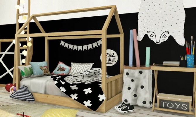Sims 4 Bambooko Toddlers Bed and Blanket at MXIMS
