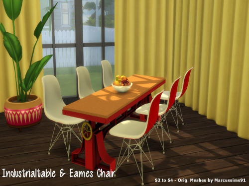 Sims 4 S3 to S4 Industrial Table & Eames Chair at ChiLLis Sims