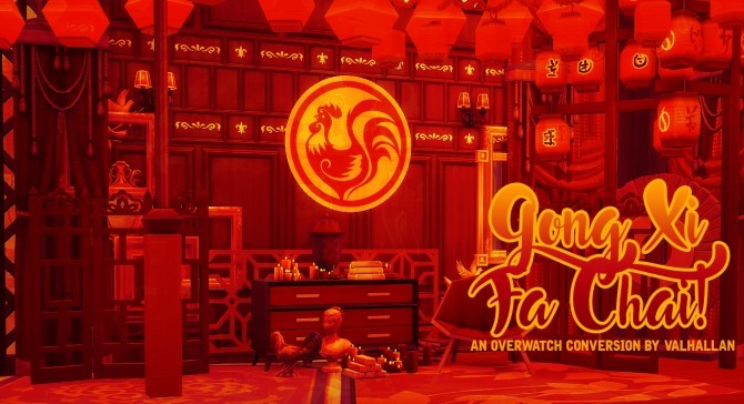 Sims 4 Overwatch Year of the Rooster sprays conversion at Valhallan