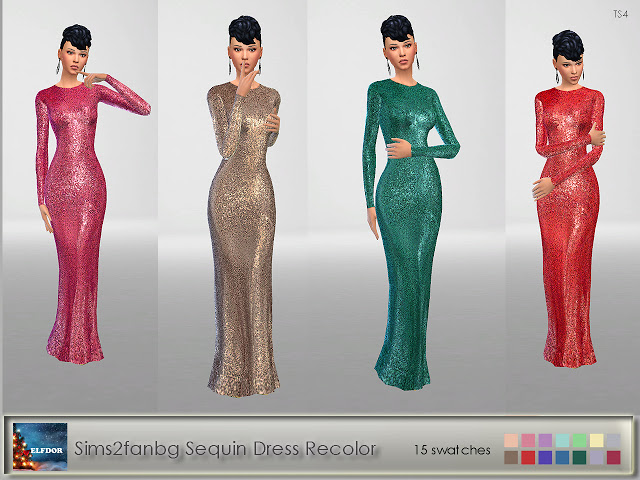 Sims 4 Sims2fanbg Sequin Dress Recolor at Elfdor Sims