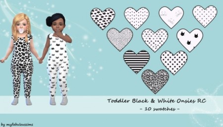 Toddler black and white onesie at My Fabulous Sims