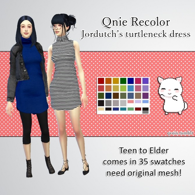 Sims 4 QR Jordutch Turtleneck dress at qvoix – escaping reality