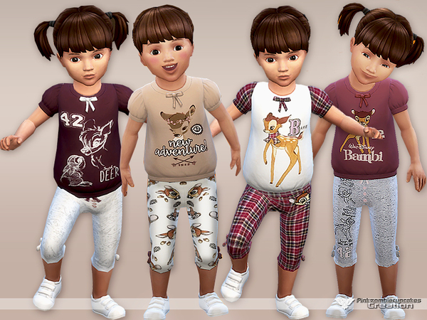 Sims 4 Bambi Pyjama Set for Toddlers by Pinkzombiecupcakes at TSR