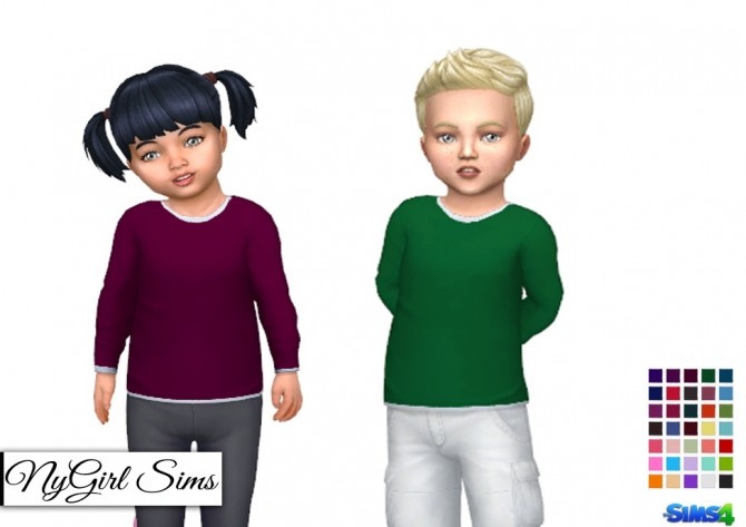 Sims 4 Long Sleeve Tee with White Undershirt at NyGirl Sims