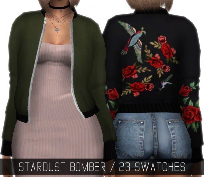 Sims 4 Bun Tied Top & Bomber Jacket at Simpliciaty