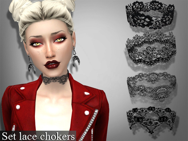 Sims 4 Set lace chokers by Genius666 at TSR