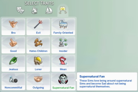 Supernatural Set: Fan trait and aspiration for Child Sims at Zerbu
