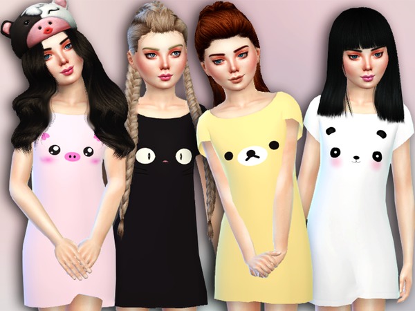 Sims 4 Nuzzle Nightgown For Girls by Simlark at TSR
