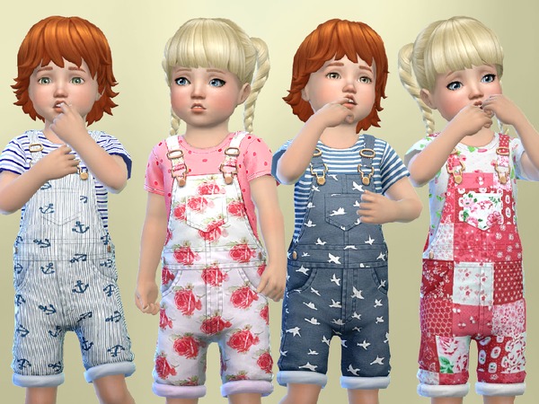 Sims 4 Toddlers Patterned overalls by SweetDreamsZzzzz at TSR
