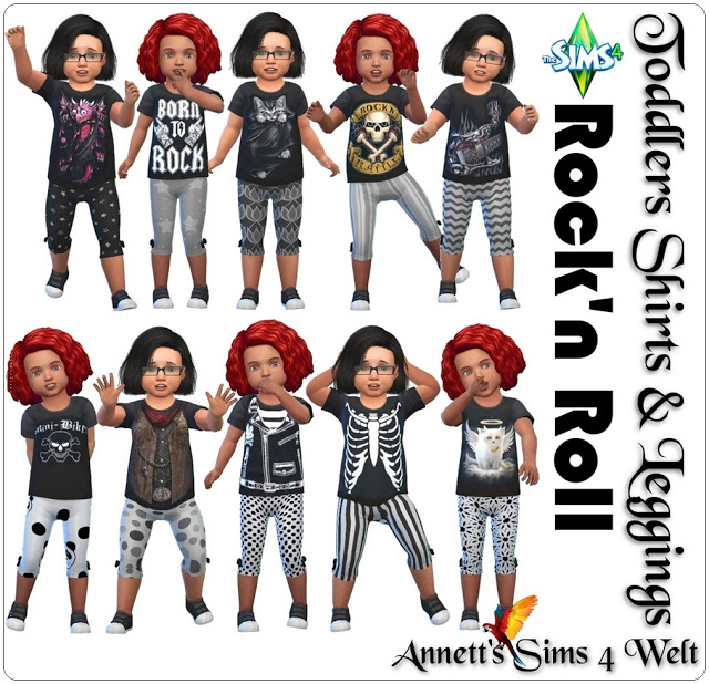 Sims 4 Toddlers Shirts & Pants Rockn Roll at Annett’s Sims 4 Welt