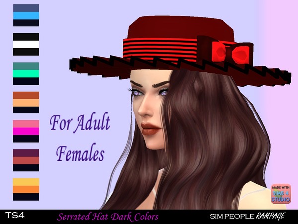 Sims 4 Serrated Hat Dark Colors AF by SimPeopleRampage at TSR