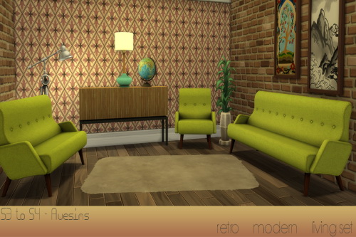 Sims 4 S3 to S4 Awesims Retro Modern Living Set at ChiLLis Sims