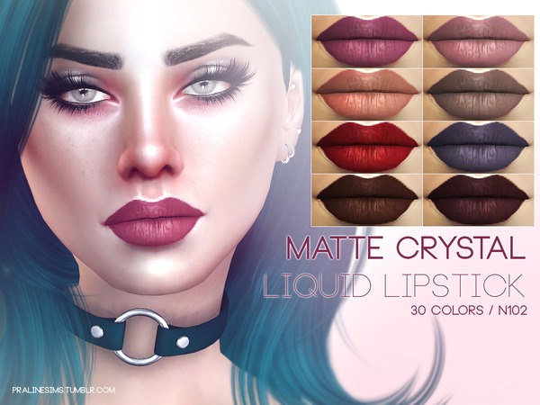 Sims 4 Matte Crystal Liquid Lipstick N102 by Pralinesims at TSR