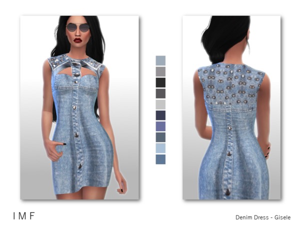 Sims 4 IMF Denim Dress Gisele by IzzieMcFire at TSR