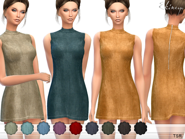 Sims 4 Suede Shift Dress by ekinege at TSR