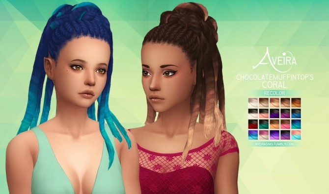 Sims 4 Chocolatemuffintop’s Coral Hair Recolors at Aveira Sims 4