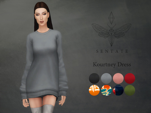 Sims 4 Kourtney Sweater Dress by Sentate at TSR